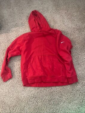 Nike Red Hooded Pullover with White Swoosh